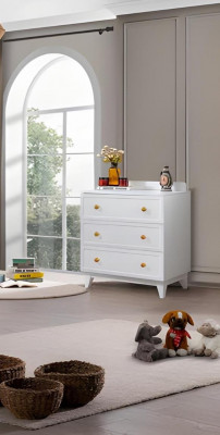 Kannerzëmmer Set Luxus Kommouden Wäiss Schaf Holz Design Modern Miwwelen