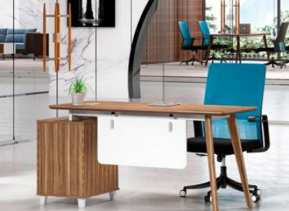 Braun-wäissen Büroschreifdësch Luxus Schreifdëscher Héichwäerteg Holz Miwwelen