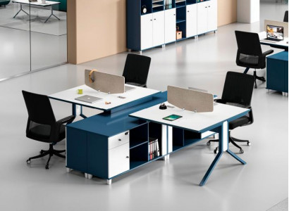Blo-wäissen Aarbechtsdësch Aarbechtsplaz Miwwelen Designer Héichwäerteg Dëscher