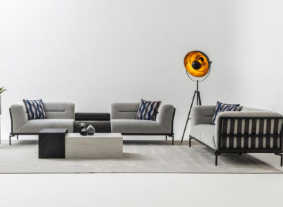 Hellgréng Sofagarnitur Elegant 4-Sëtzer Polster Dräisëtzer 2-teilent Set