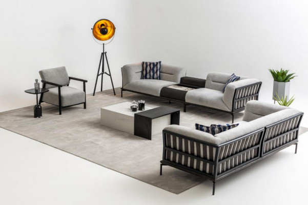 Luxuriéis Sofa-Set Designer Véier-Sëtzer Edel Polster Dräi-Sëtzer Sëtzfauteuil