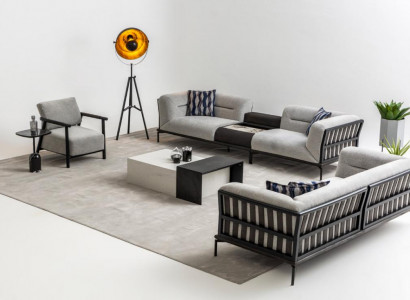 Luxuriéis Sofa-Set Designer Véier-Sëtzer Edel Polster Dräi-Sëtzer Sëtzfauteuil
