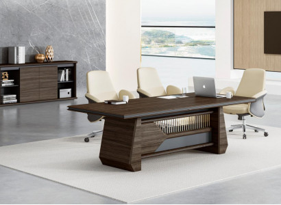 Braunen Konferenztisch Designer Bürosdëscher Aarbechtszëmmer Holz Miwwelen