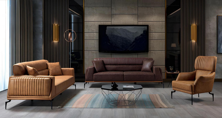 Braun Modern Lieder-Couch Designer Wunnzëmmer Drësëtz Designer Miwwelen