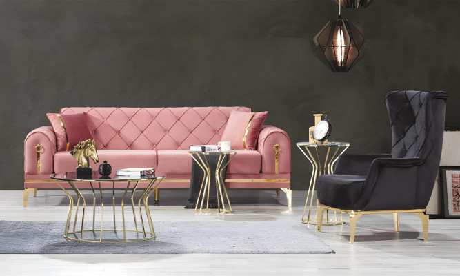 Chesterfield Rosa Edelstol Canapé Modern Polstersofa Luxus Drëséitzer