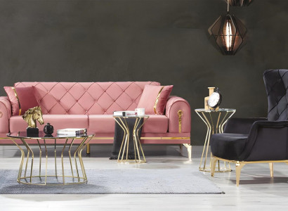 Chesterfield Rosa Edelstol Canapé Modern Polstersofa Luxus Drëséitzer