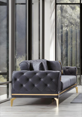 Chesterfield Gro Stoffcouch Designer Wunnzëmmer Drësëtzeger Textil 3-er