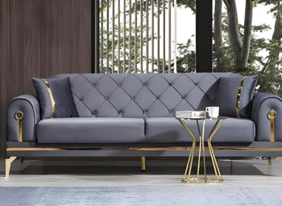 Chesterfield Gro Stoffcouch Designer Wunnzëmmer Drësëtzeger Textil 3-er