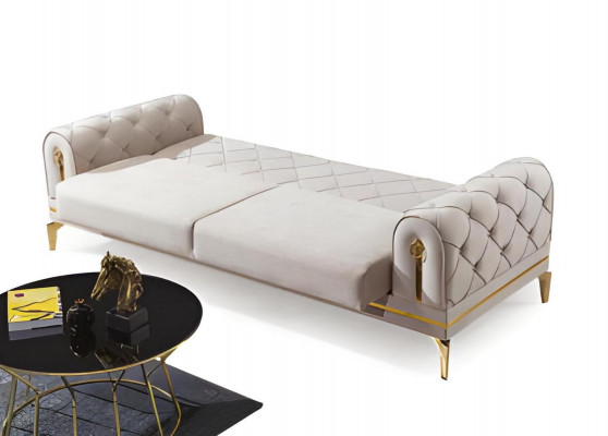 Chesterfield Edelstahl Canapé Wäissen Wunnzëmmer Dräisëtzer Luxus Miwwelen