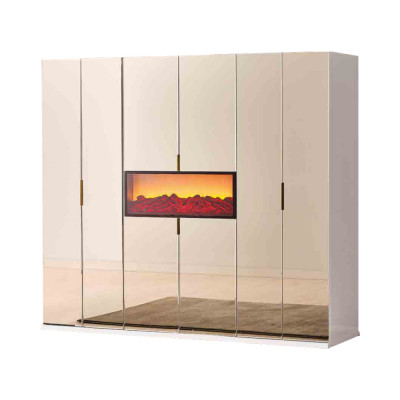 Beige Schlofzëmmer Kleederschaf Designer Garderob Luxus Holzschief.