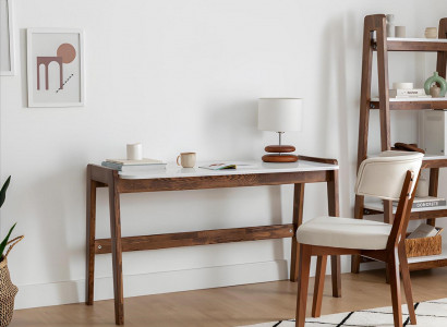 Braun-wäisse Laptopsdësch Luxuriéis Bürosmiwwel Designer Schreifdëscher