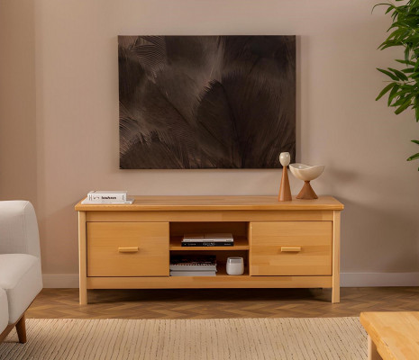 Stilvoll Beige TV-Stänn Schief Kommode Designer Holz Lowboard