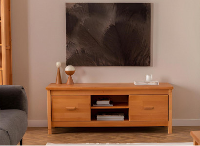 Elegante brong TV-Ständer Wunnzëmmer Lowboard Holz Schiefdësch