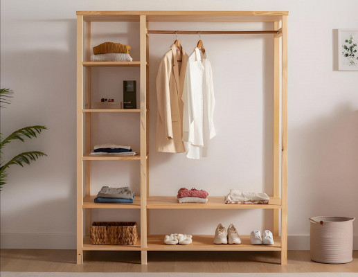 Héichwäerteg Flurmiwwel Designer Garderobenstänn Holz Kleederstänn