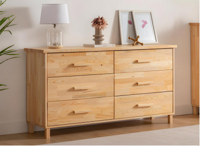 Luxuriéis beige Kommode Schlofkummer 6-Schieber Holz Späicher Kommode