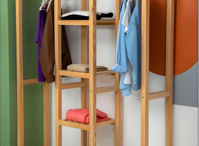 Gaderob Beige Regal Schaf Schief Schaf Miwwelen Schief Gaderoben Holz
