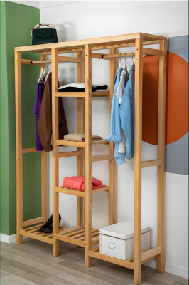 Modern Kleederschaf Beige Regal Schaf Kleederschaf Miwwelen Garderoben Holz