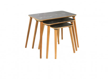 Rechteckeg Designer 3x Clubdëscher Wunnzëmmer Schwaarz-Brong Dëscher