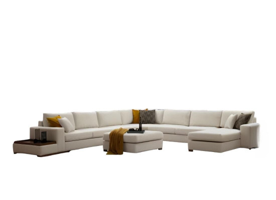 Modern wäisst U-Form Sofa Schick Wunnlandschaft Polster Edel Canapéen