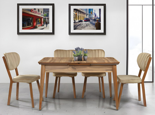 Iesszëmmer Designer Miwwelen Hellbronge Auszéihtbare Iessdësch Holz Dëscher