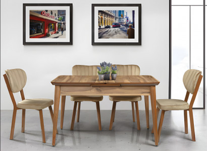 Iesszëmmer Designer Miwwelen Hellbronge Auszéihtbare Iessdësch Holz Dëscher