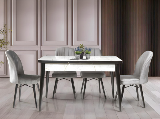Schwaarz-wäissen Iessdësch Designer Auszéiht Dëschplack Iesszëmmer Miwwelen