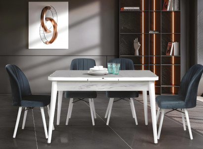 Wäissen Auszéibar Iessen Tisch Designer Tischplack Modern Iesszëmmer Miwwelen