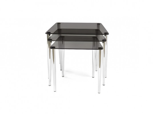 Luxuriéis Schwaarz Stilldësch Set Modern 3 Stéck Wunnzëmmer Kaffisdësch