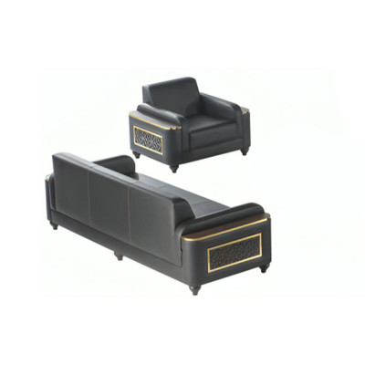 Aarbechtszëmmer 3-Sëtzer Sofa mat Fauteuil Schwaarz Eefaarweg Stil Wunnzëmmer