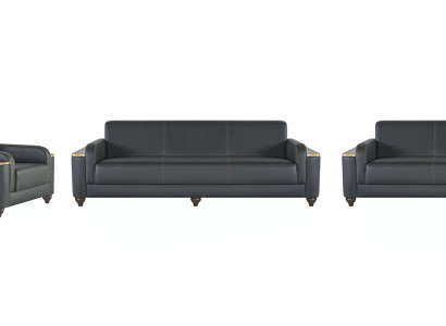 Schwaarz-Gro Designer Sëtzgrupp 2x Dräisëtzer 2x Fauteuil 4tl Set
