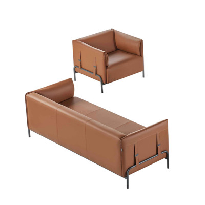 Aarbechtszëmmer 2tlg 3-Sëtzer mat Fauteuil Braun Eenheetlech Modern Design