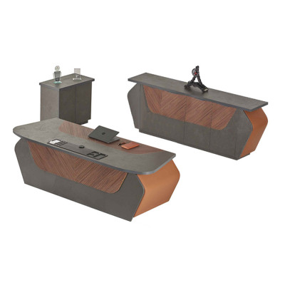 Aarbechtszëmmer Set 3tlg Schreifdësch Sideboard Kommode Modern Rechteck Stil