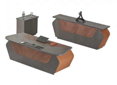 Aarbechtszëmmer Set 3tlg Schreifdësch Sideboard Kommode Modern Rechteck Stil