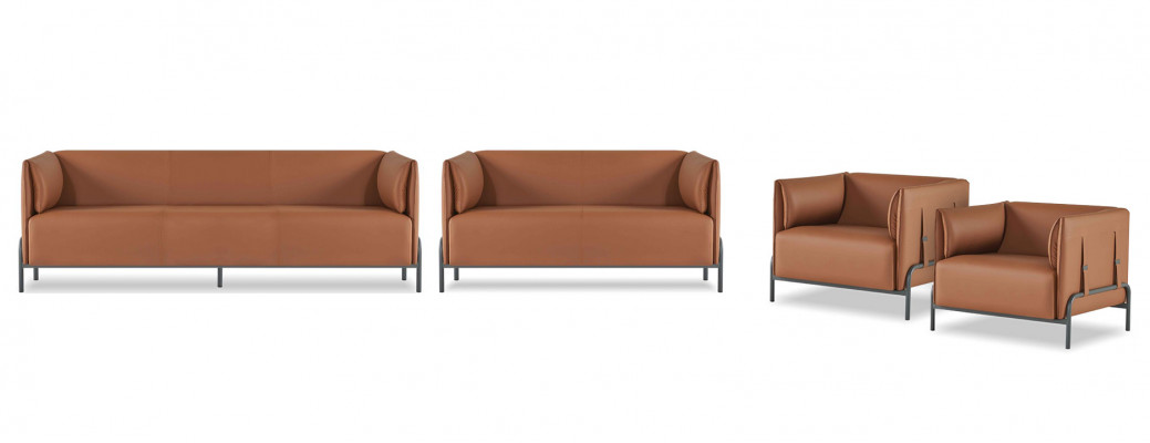 Aarbechtszëmmer-Set 4 Deeler 3-Sëtz 2-Sëtz mat 2x Fauteuil Modernen Designstil