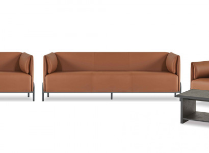 Braune Konschtlieder Aarbechtszëmmer Designer 2x Dräisëtzer Dësch Sëtzstell