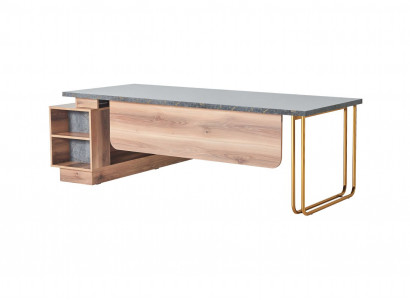 Büroschreifdësch Braun Gri Zweefaareg Modern Design Aarbechtszëmmer Rechteckeg