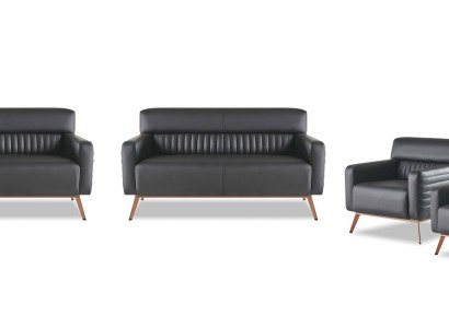 Sofa Set 4-Stéck 2-Sëtz Sofa Sëtz Aarbechtszëmmer Set Schwaarz Eefaarweg