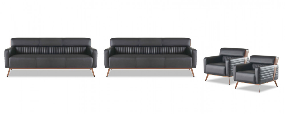 Sofas 3-Plaz Sessel Aarbechtszëmmer-Set 4tlg Schwaarz Modern Eeërfaarweg