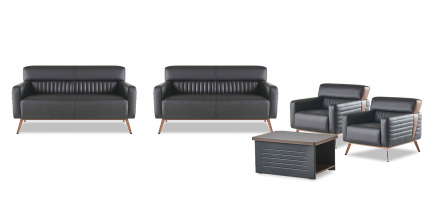 Sofaen Aarbechtszëmmer Set 5 Deeler Modern Design 2-Sëtzer Sesselen Couchdësch