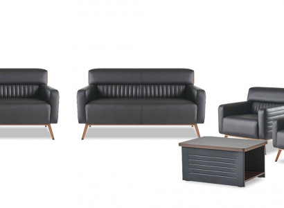 Sofaen Aarbechtszëmmer Set 5 Deeler Modern Design 2-Sëtzer Sesselen Couchdësch
