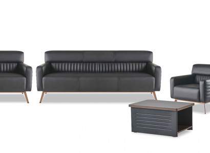 Schwaarz Büro Ariichtung Luxus Lieder Sofaen Designer Sëtz Tisch