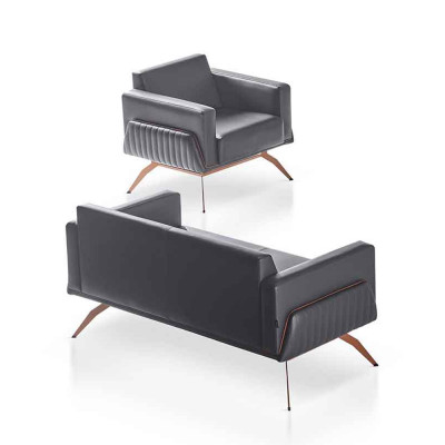 Aarbechtszëmmer-Set 2-deel 2-Sëtz Sofa mat Fauteuil Gro Eefaarweg Wunnzëmmer