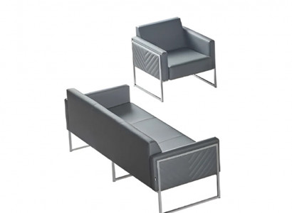 Aarbechtszëmmer Set 2tlg 3-Sëtzer mat Sëtz Grey Eenfaarweg Modern Design