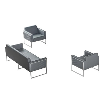 Aarbechtszëmmer-Set 3tlg 3-Sëtzer mat 2x Sesselen Gro Monochrom Modernen Stil