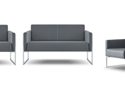Aarbechtszëmmer Set 4 Deeler 2x 2-Sëtz mat 2x Fautteuils Griis Eenheetlech Modern
