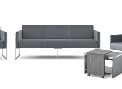 Aarbechtszëmmer-Set 5-Teile 3-Sëtz 2-Sëtz 2x Sesselen Dëscht Couchtisch Gri Stil