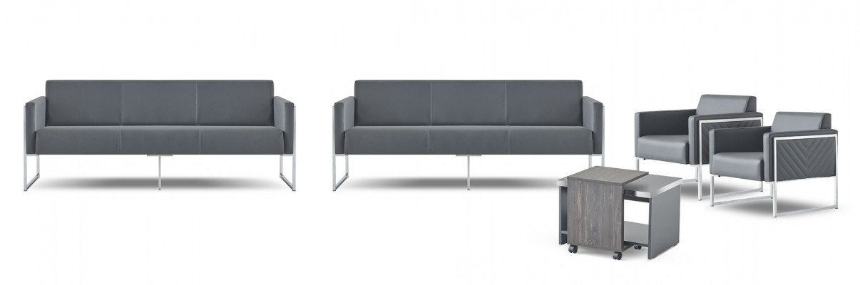 Aarbechtszëmmer-Set 5tlg 2x 3-Platzer 2x Fotell Dësch Gro Eefaarweg