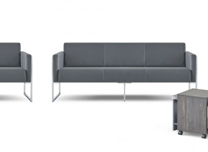 Aarbechtszëmmer-Set 5tlg 2x 3-Platzer 2x Fotell Dësch Gro Eefaarweg