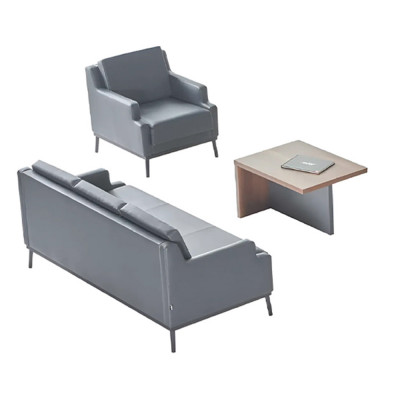 Aarbechtszëmmer-Set 3tlg 3-Sëtzer Sessel Couchtisch Modern Däischtergro