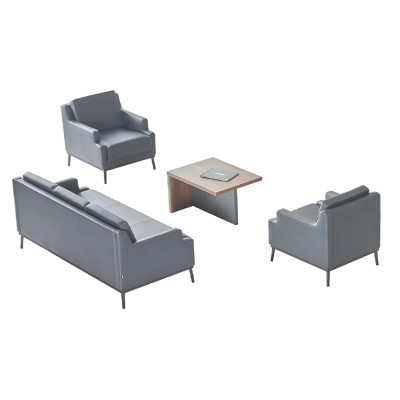 Aarbechtszëmmer-Set 4tlg 3-Sëtzer 2x Still Couchtisch Donkelgro Braun